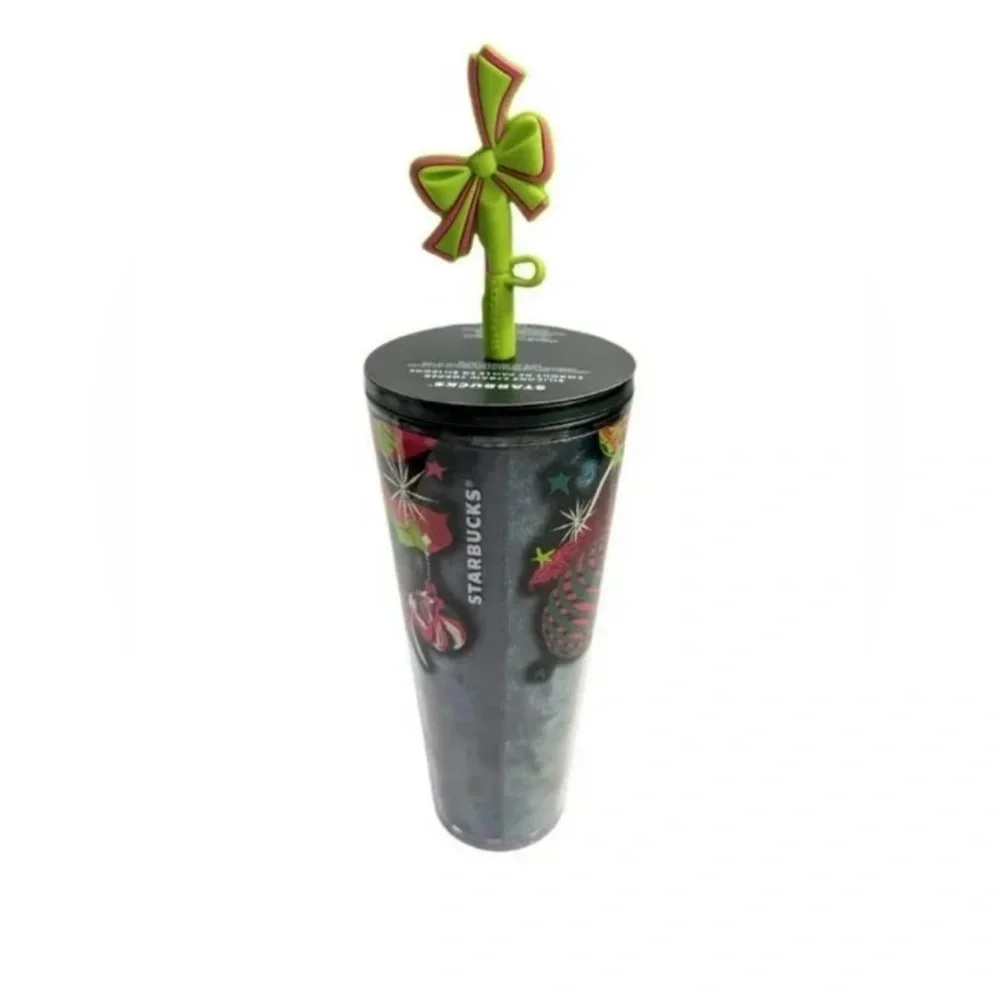 STARBUCKS Tumbler 2023 Holiday Ribbon With Bow Straw Topper